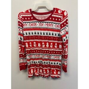 Little Sleepies Kids 16 Red Fair Isle Snowman Bamboo Lunaluxe Pajama Top